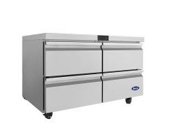 Atosa 48in Under Counter Refrigerator with 4 Drawers, Casters, Model # AUR48D4, Free Shipping