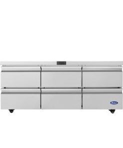 Alternative view of Atosa 72in Under Counter Refrigerator with 6 Drawers, Casters, Model # AUR72D6, Free Shipping